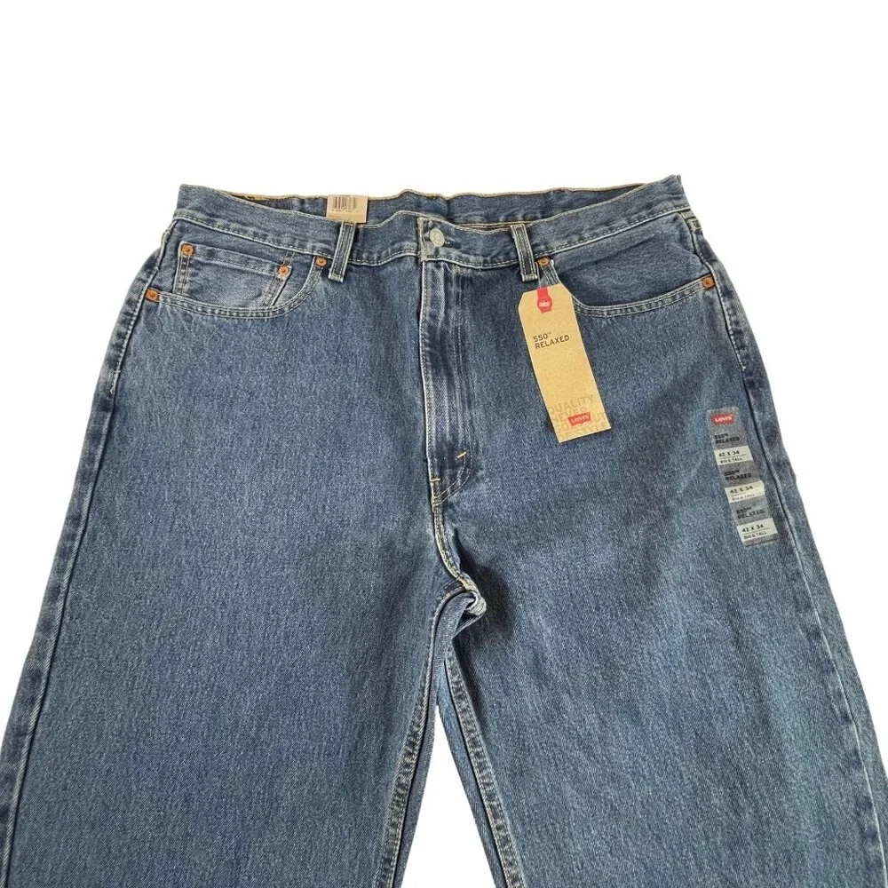 Levis 550 Relaxed Jeans Mens‎ 42 x 34 Big Tall Blue Pockets Straight